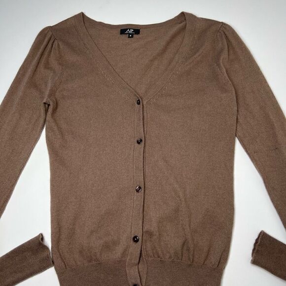 Avant Premier Knit Cardigan V-Neck Basic Classic Button 8% Angora 55% Cotton - Picture 3 of 14
